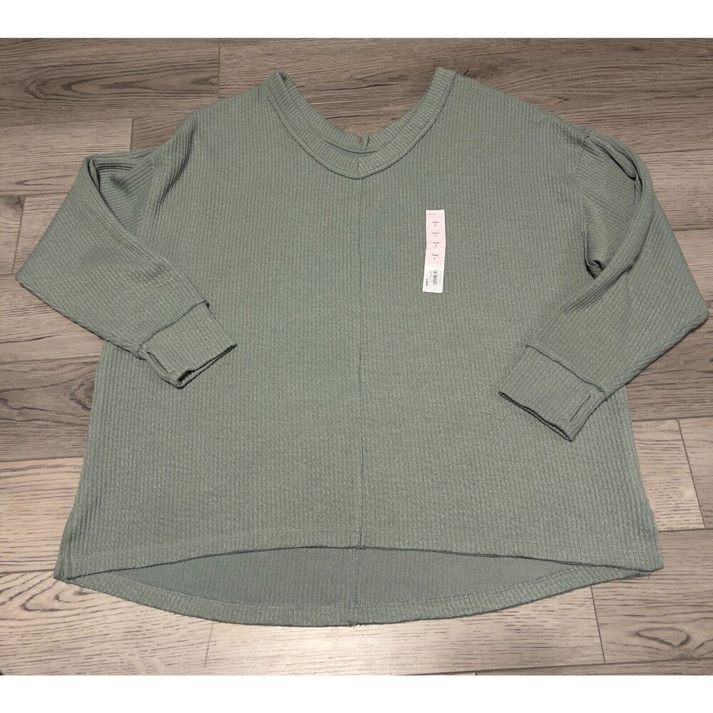 SO Kohls Brand Green Size L Adaptive V-Neck Tunic Sweater With Thumb Holes